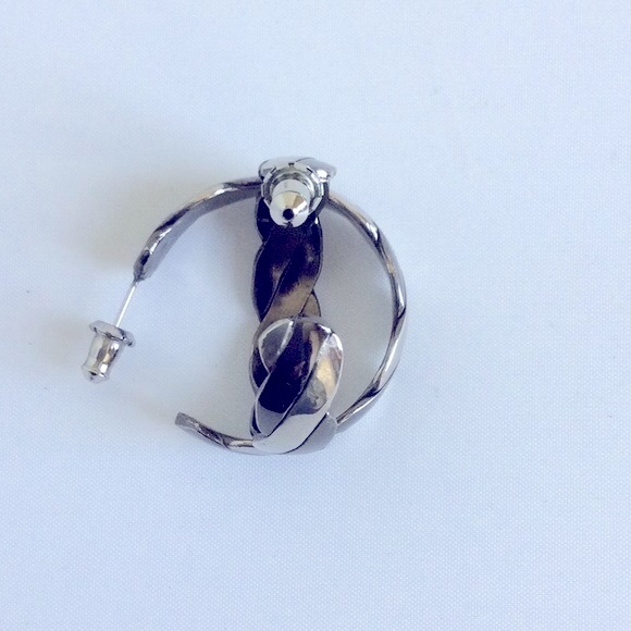 Twisted 2 Tone Hoop Earrings - Picture 3 of 5